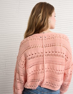 Женский кардиган American Eagle AE Open Stitch, цвет: Винтажный сливовый — фото 2