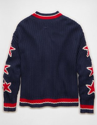 AE Oversized Star Graphic Cardigan Sweater