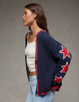 AE Oversized Star Graphic Cardigan Sweater