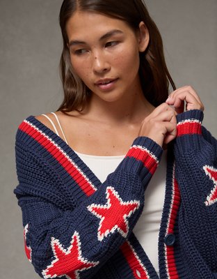 AE Oversized Star Graphic Cardigan Sweater from American Eagle - $64.95