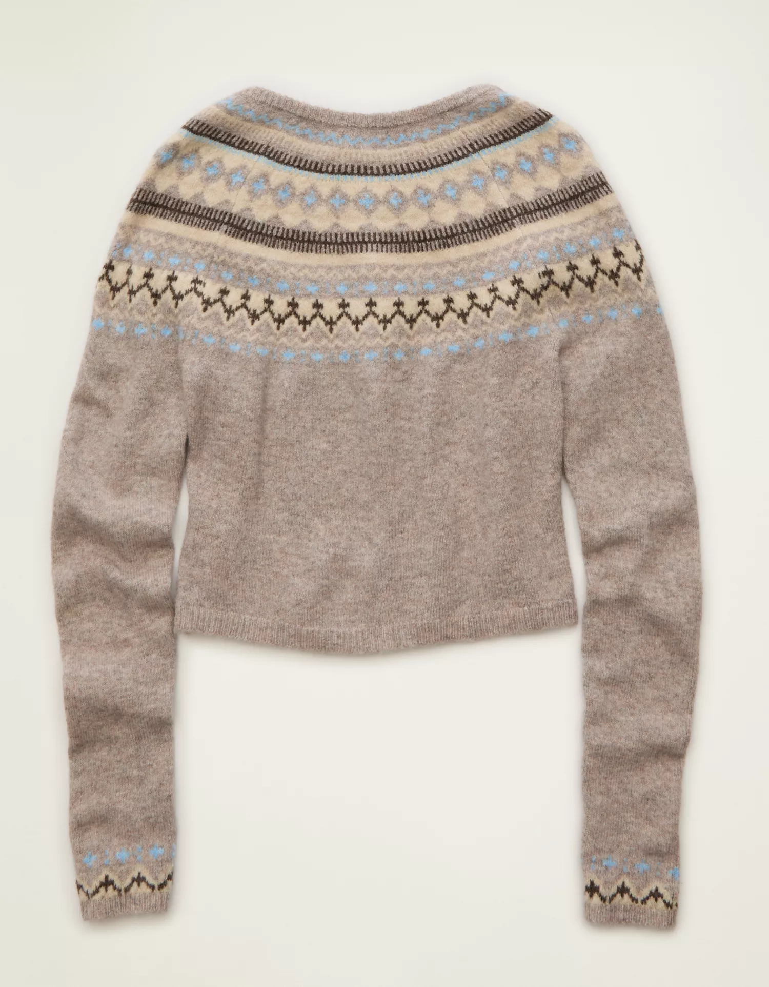 AE Whoa So Soft Shrunken Fairisle Cardigan Sweater - thumbnail 4