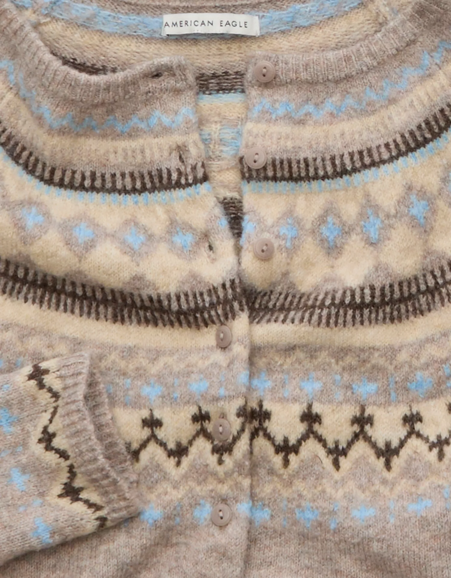 AE Whoa So Soft Shrunken Fairisle Cardigan Sweater - thumbnail 6