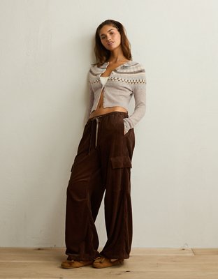 AE Whoa So Soft Shrunken Fairisle Cardigan Sweater