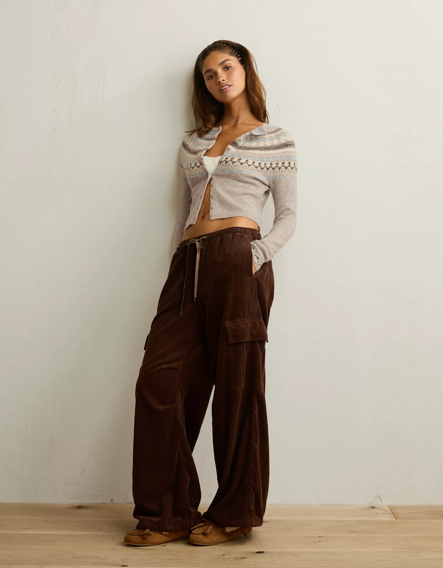 AE Whoa So Soft Shrunken Fairisle Cardigan Sweater - thumbnail 5