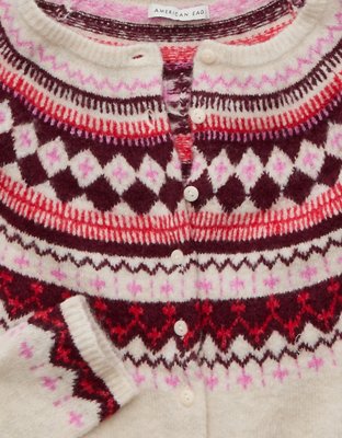 AE Whoa So Soft Shrunken Fairisle Cardigan Sweater