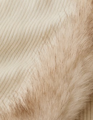 AE Faux Fur-Trim Zip-Up Sweater Hoodie