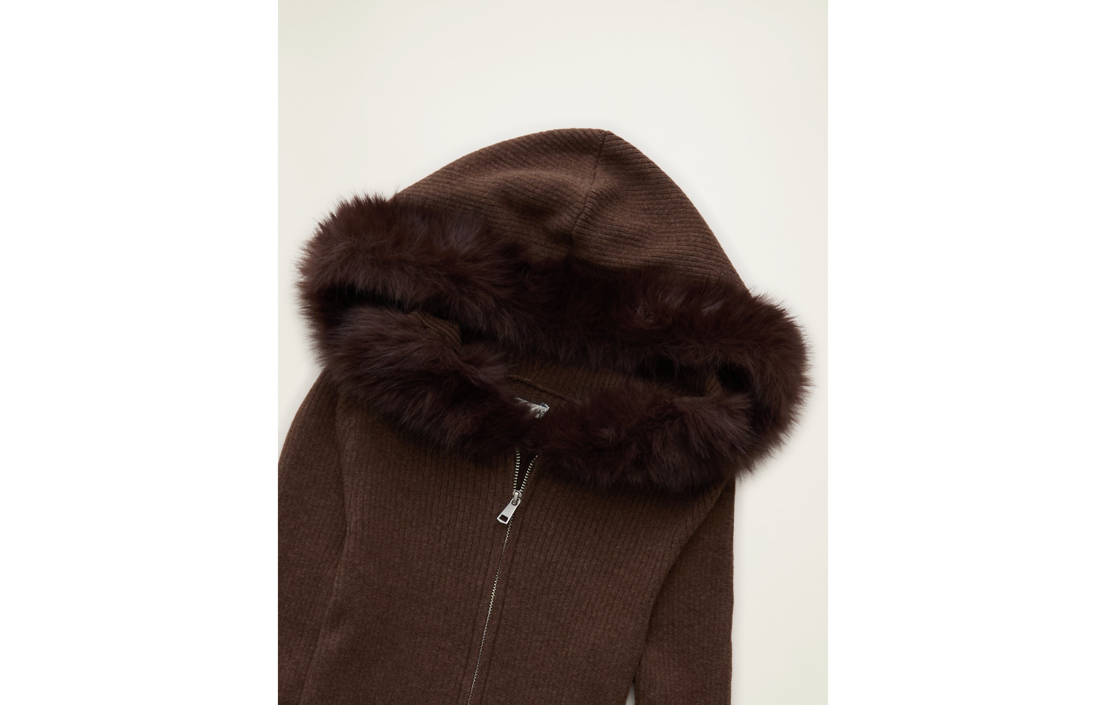 AE Faux Fur-Trim Zip-Up Sweater Hoodie