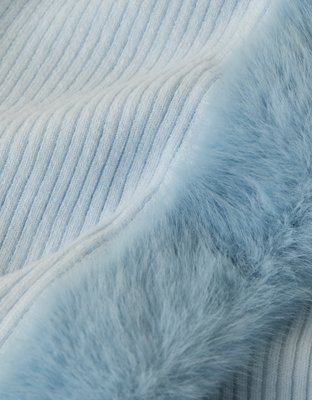 AE Faux Fur-Trim Zip-Up Sweater Hoodie