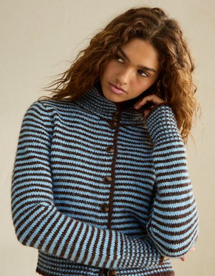 AE Mock Neck Cardigan Sweater