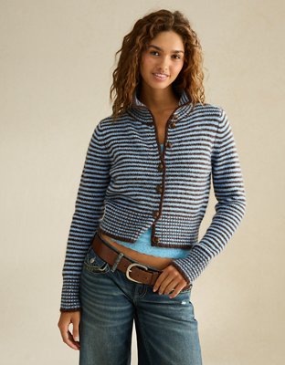 AE Mock Neck Cardigan Sweater