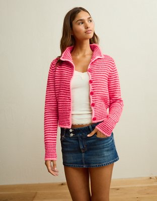 AE Mock Neck Cardigan Sweater