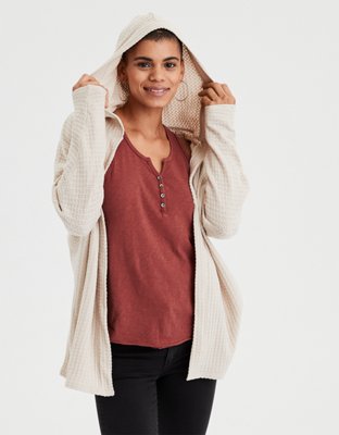 american eagle waffle cardigan