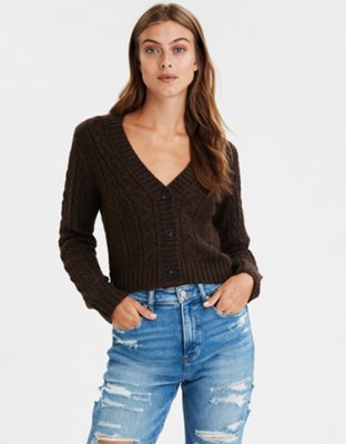 cabi cropped cable pullover