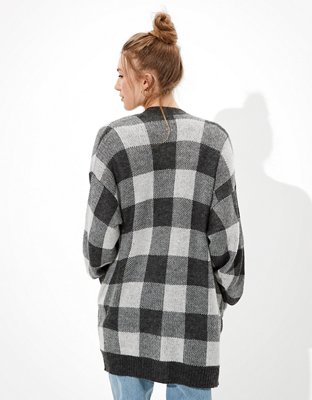 AE Oversized Plaid Cardigan