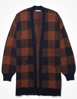 AE Oversized Plaid Cardigan