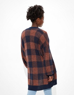 AE Oversized Plaid Cardigan