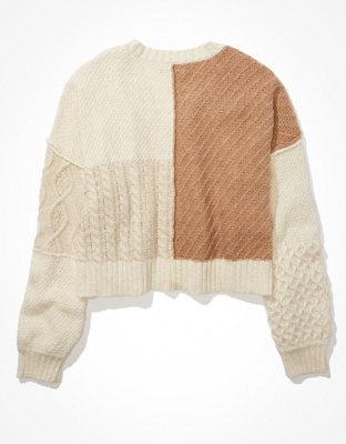 AE Boxy Patchwork Button-Up Cardigan