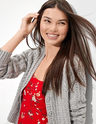 AE Cropped Button-Up Cardigan