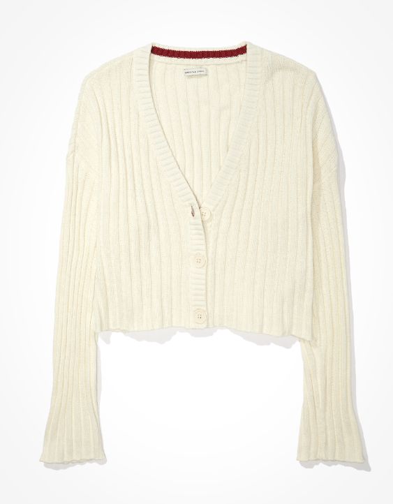 AE Cropped Boxy Button-Up Cardigan