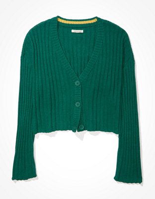 AE Cropped Boxy Button-Up Cardigan