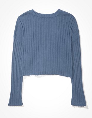 AE Cropped Boxy Button-Up Cardigan