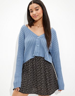 AE Cropped Boxy Button Up Cardigan