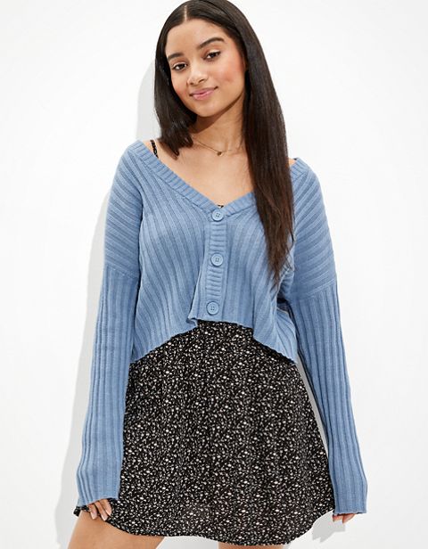 Женские кардиганы American Eagle AE Cropped Boxy Button-Up Cardigan
