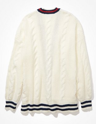 AE Oversized Cable Knit Button-Up Cardigan