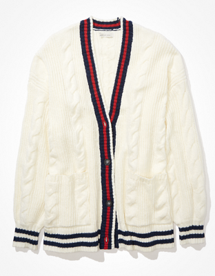 AE Oversized Cable Knit Button-Up Cardigan