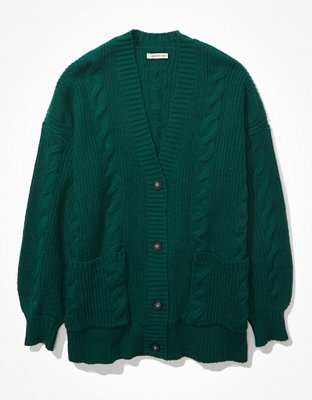 Женские кардиганы American Eagle AE Oversized Cable Knit Button-Up Cardigan — фото 4