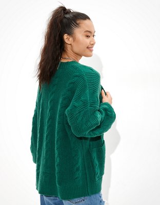Женские кардиганы American Eagle AE Oversized Cable Knit Button-Up Cardigan — фото 3