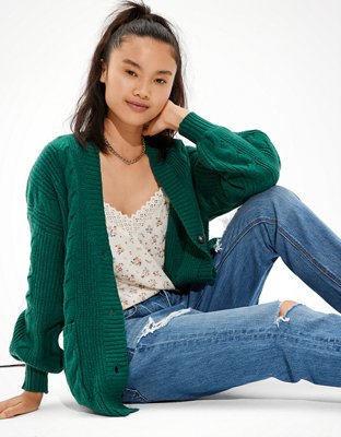 Женские кардиганы American Eagle AE Oversized Cable Knit Button-Up Cardigan — фото 2