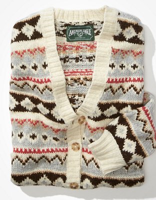 AE Soft Cozy Fairisle Button Up Cardigan