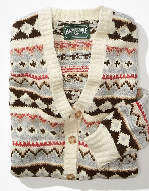 Женские кардиганы American Eagle AE Soft & Cozy Fairisle Button-Up Cardigan