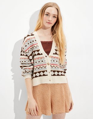 Женские кардиганы American Eagle AE Soft & Cozy Fairisle Button-Up Cardigan — фото 2