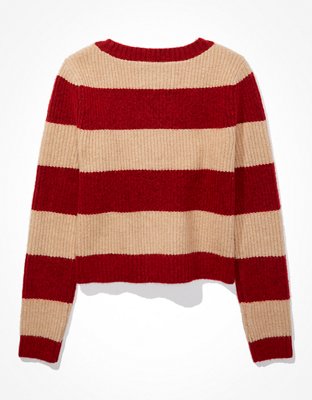 AE Striped Cropped Cardigan