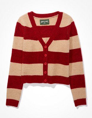 AE Striped Cropped Cardigan
