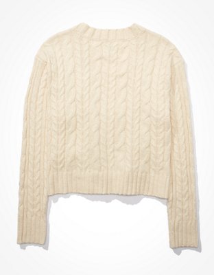 AE Cropped Cable Knit Cardigan