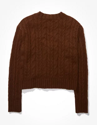 AE Cropped Cable Knit Cardigan