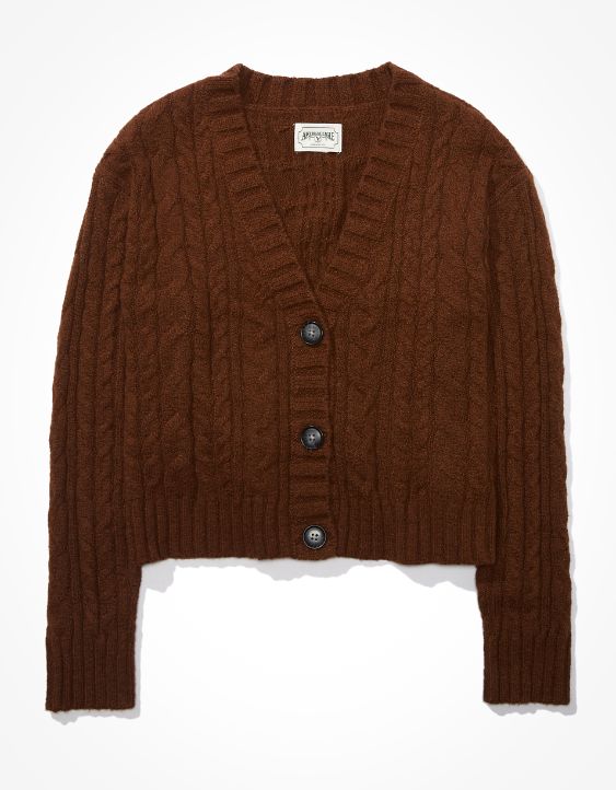 AE Cropped Cable Knit Cardigan