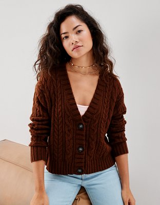 AE Cárdigan corto en tejido de punto trenzado