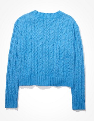 AE Cropped Cable Knit Cardigan