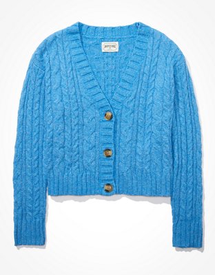 AE Cropped Cable Knit Cardigan
