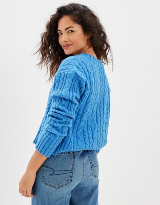 AE Cropped Cable Knit Cardigan