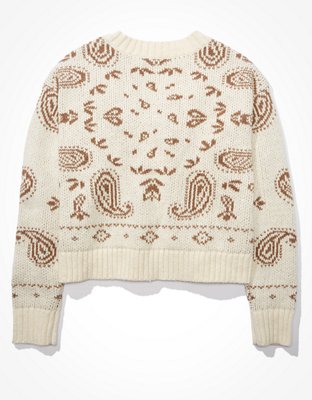 AE Cropped Bandana Print Cardigan