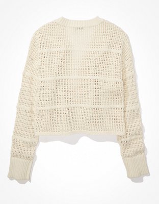 Женские кардиганы American Eagle AE Pointelle Cropped Cardigan — фото 4