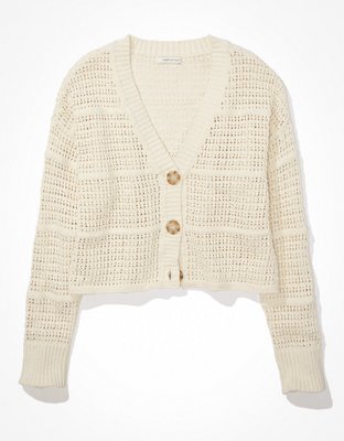 Женские кардиганы American Eagle AE Pointelle Cropped Cardigan — фото 3