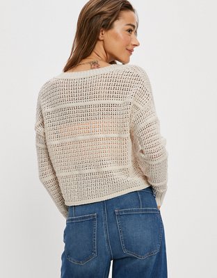 AE Pointelle Cropped Cardigan