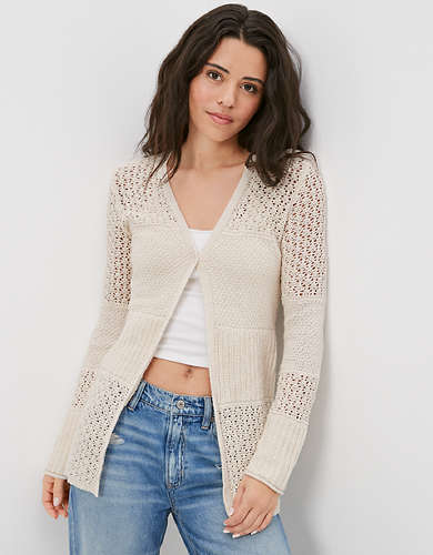 AE Stitched Button-Front Cardigan