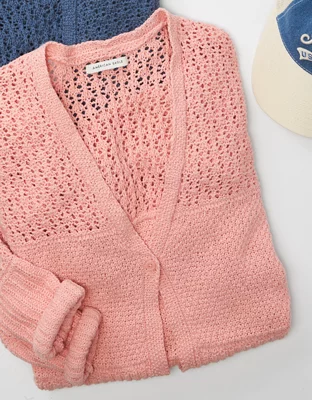 AE Stitched Button-Front Cardigan